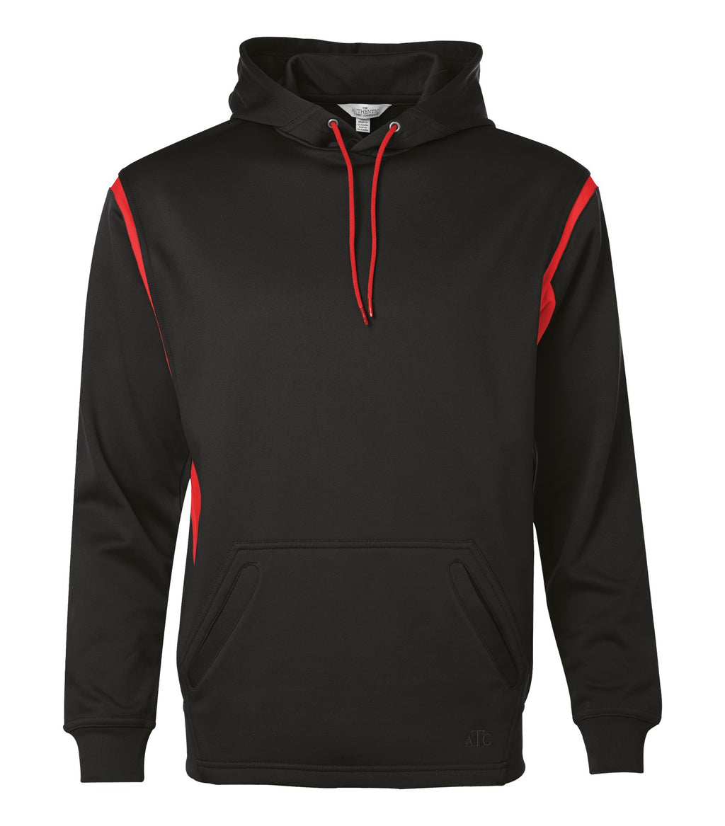 ATC F2201, Ptech Fleece Varcity Hoodie, Black/True Red