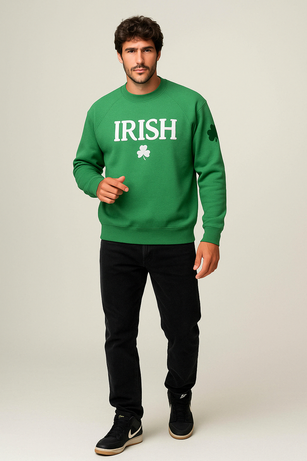 Milltex Sportswear 903PD, 7.75 Oz Mid Weight St. Patrick's Day Theme Embroidery Classic Pullover Sweatshirt, Kelly Heather