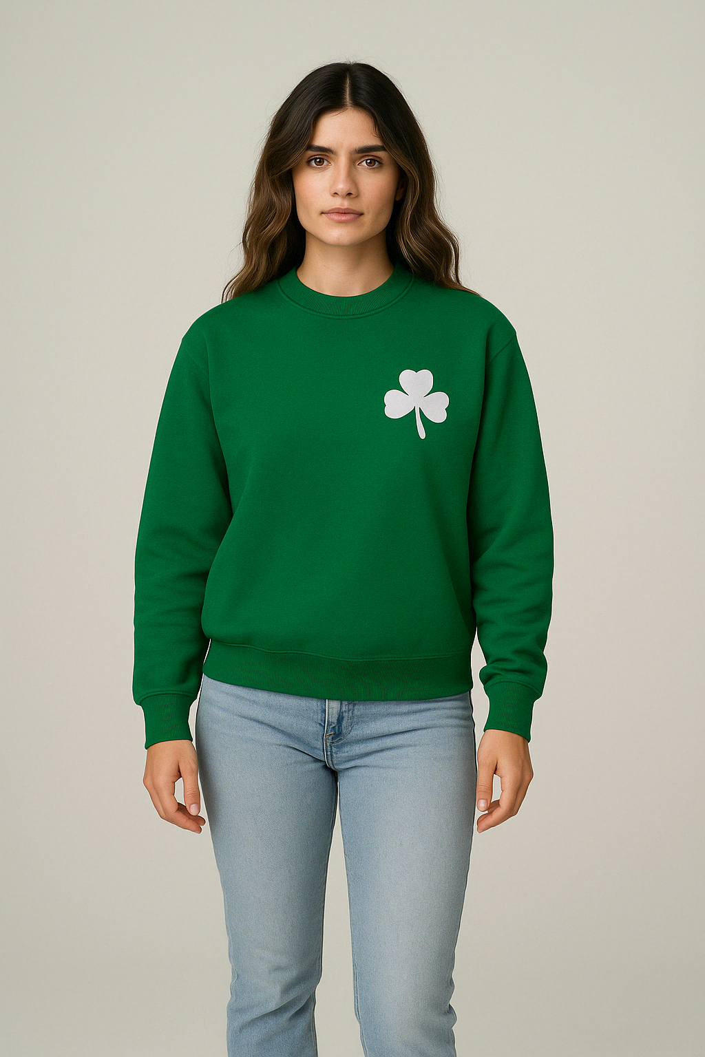 Milltex Sportswear 903PD, 7.75 Oz Mid Weight St. Patrick's Day Theme Embroidery Classic Pullover Sweatshirt, Kelly