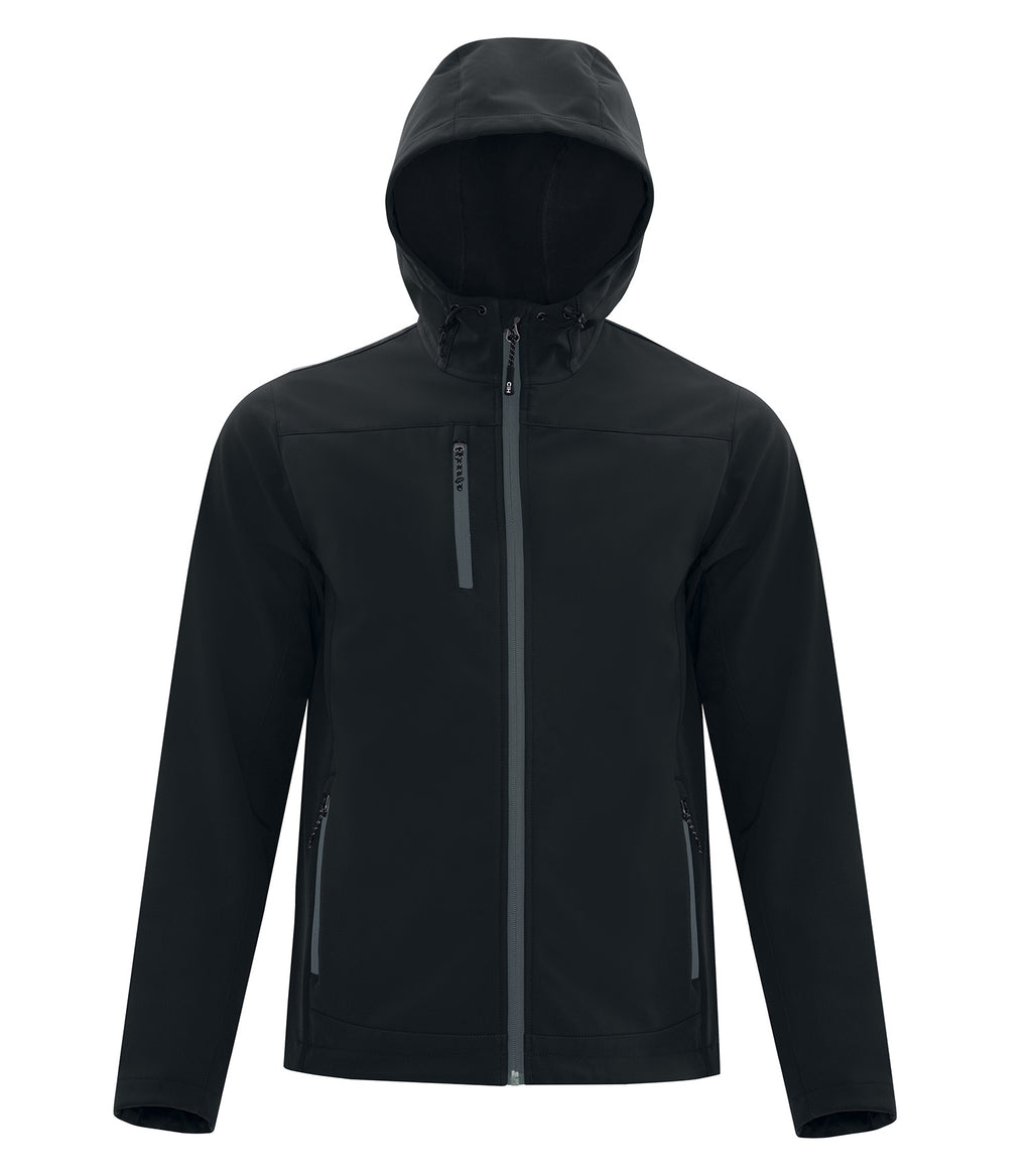 Coal Harbour J7605, Everyday Hooded Water Repellent Stretch Soft Shell Jacket, Black