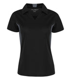 Coal Harbour L4001, Snag Resistant Colour Block Ladies' Polo, Black/Iron Grey
