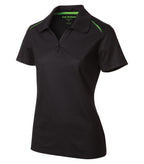 Coal Harbour L4002, Snag Resistant Contrast Inset Ladies' Polo, Black/Lime