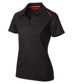 Coal Harbour L4002, Snag Resistant Contrast Inset Ladies' Polo, Black/Orange