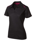 Coal Harbour L4002, Snag Resistant Contrast Inset Ladies' Polo, Black/Raspberry