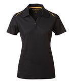 Coal Harbour L4002, Snag Resistant Contrast Inset Ladies' Polo, Black/Gold