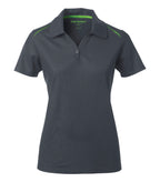 Coal Harbour L4002, Snag Resistant Contrast Inset Ladies' Polo, Iron Grey/Lime