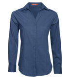Coal Harbour L6004, Textured Crosshatch Woven Ladies' Shirt, Deep Blue