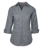 Coal Harbour L6005, Tattersall Check Woven Ladies' Shirt, Grey/White