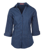 Coal Harbour L6005, Tattersall Check Woven Ladies' Shirt, Navy/White