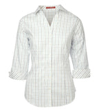 Coal Harbour L6005, Tattersall Check Woven Ladies' Shirt, White/Navy