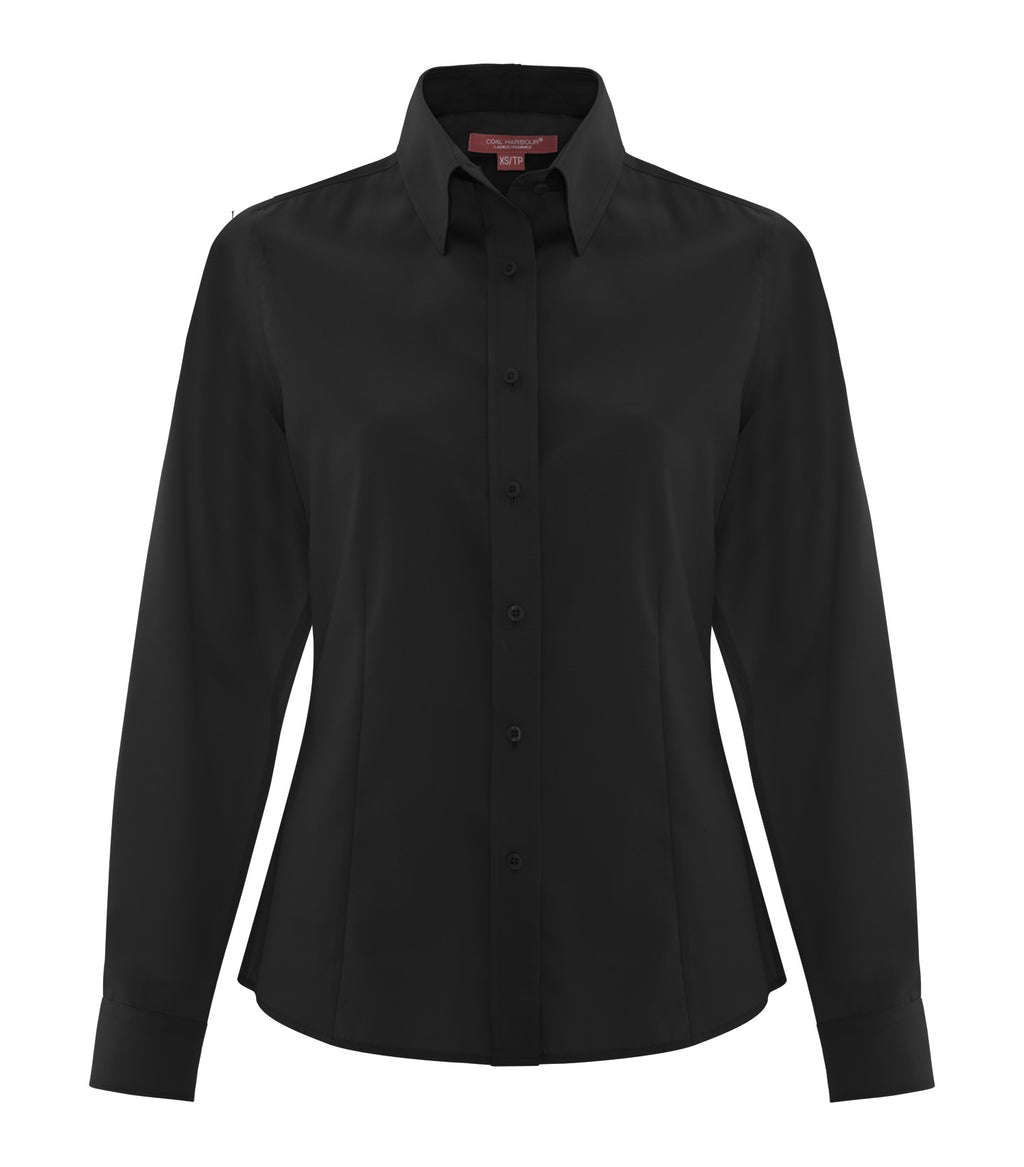 Coal Harbour L6017, Non-iron 100% Cotton Twill Ladies' Shirt, Black