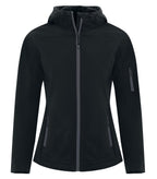Coal Harbour L7605, Everyday Hooded Water Repellent Stretch Soft Shell Ladies' Jacket, Black