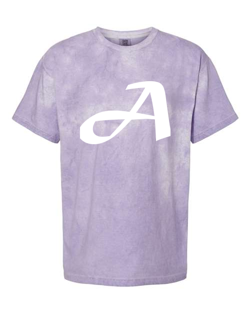 Alphabet A T-Shirt 9 inch calligraphy White ink, Amethyst