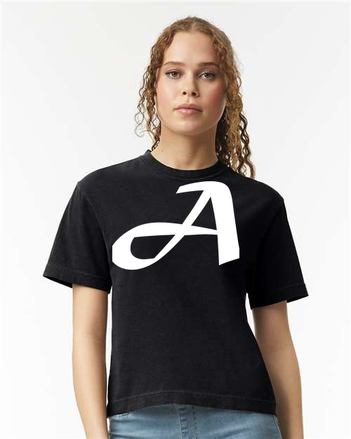 Alphabet A T-Shirt 9 inch calligraphy White ink, Black
