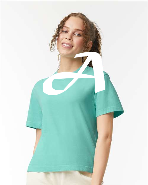 Alphabet A T-Shirt 9 inch calligraphy White ink, Chalky Mint