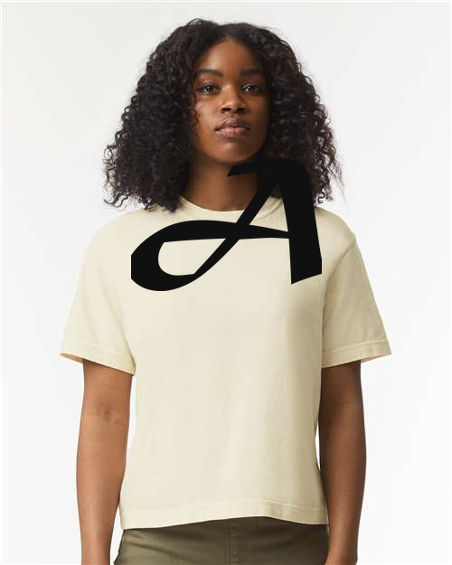 Alphabet A T-Shirt 9 inch calligraphy Black ink, Ivory