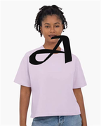 Alphabet A T-Shirt 9 inch calligraphy Black ink, Orchid