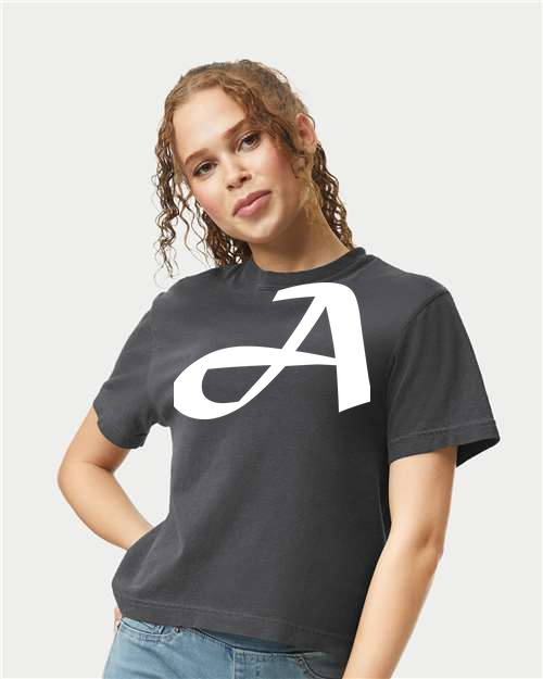 Alphabet A T-Shirt 9 inch calligraphy White ink, Pepper