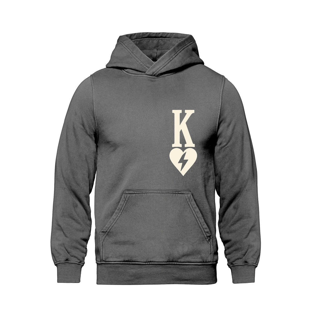 Rebel Hearts District Men's Hoodie — King of Hearts — Grey — front
