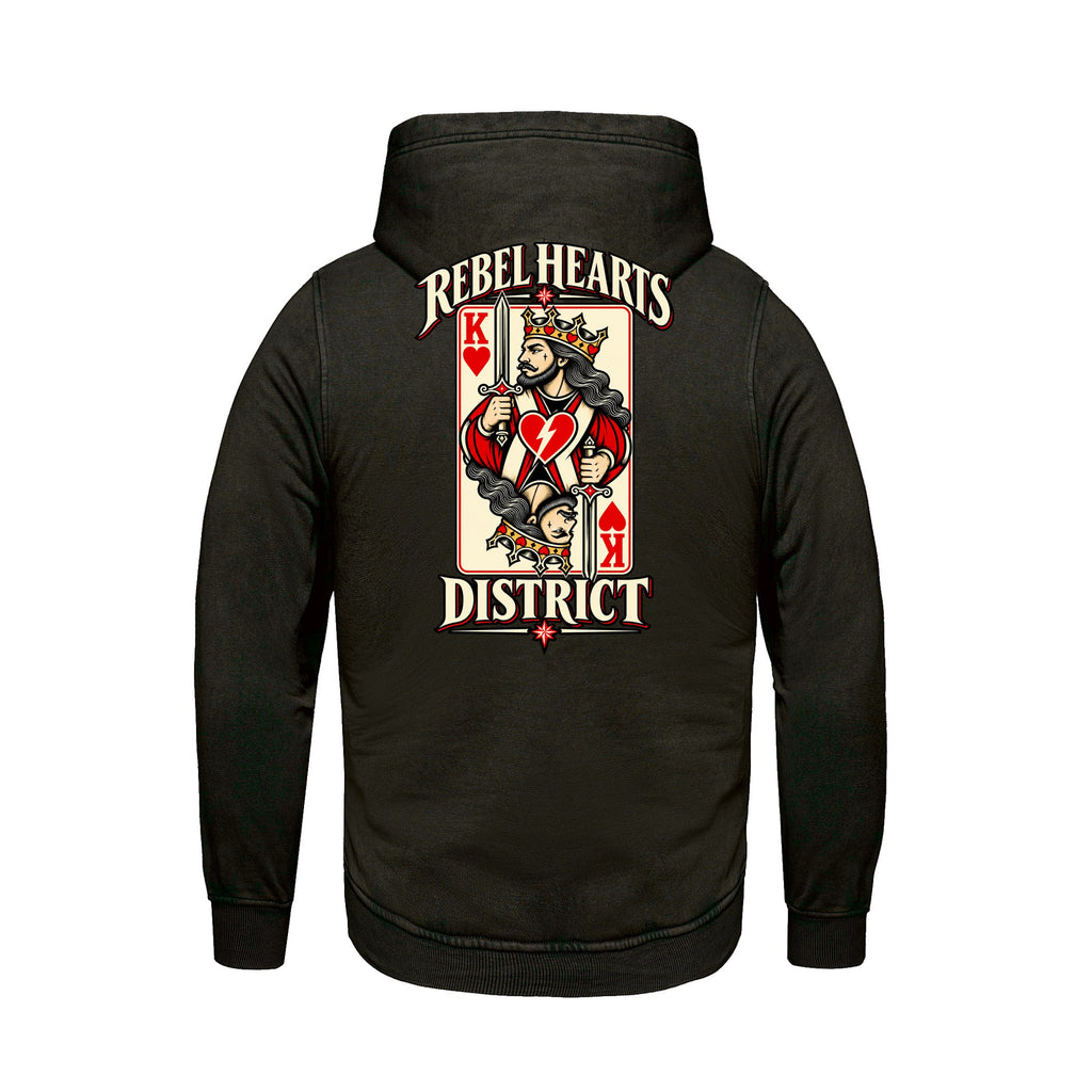 Rebel Hearts District Men's Hoodie — King of Hearts — Vintage Brown — back