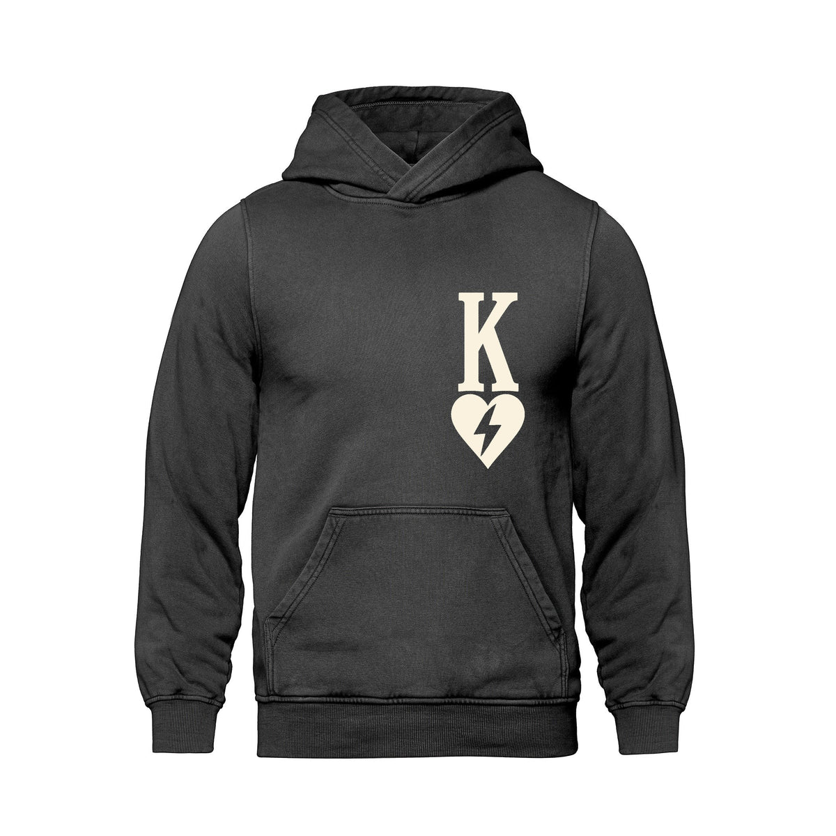 Rebel Hearts District Men's Hoodie — King of Hearts — Vintage Charcoal — front