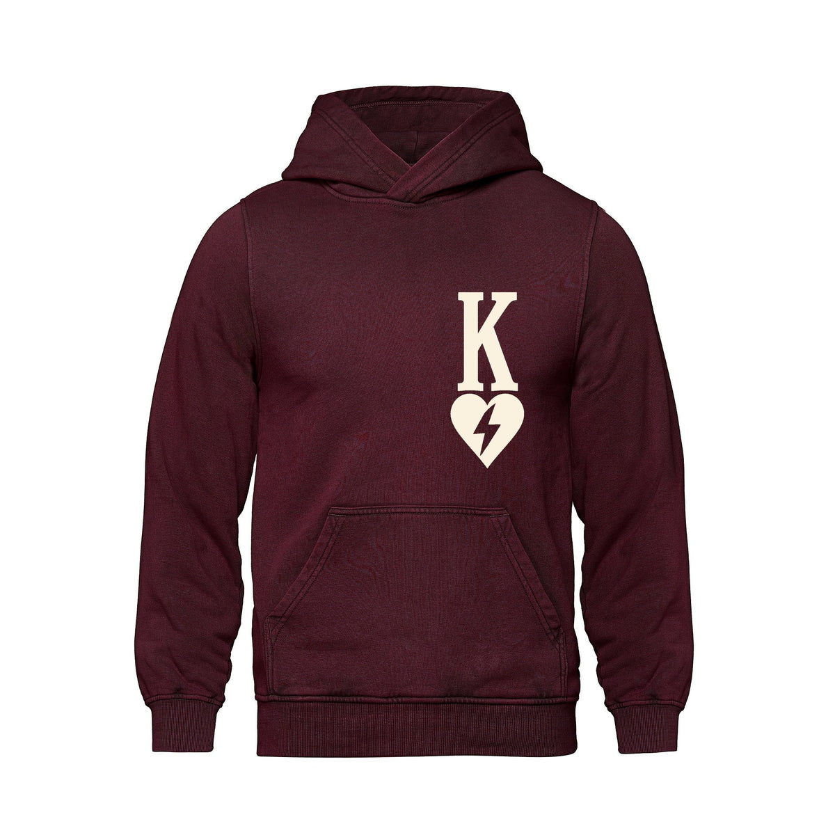 Rebel Hearts District Men's Hoodie — King of Hearts — Vintage Maroon — front
