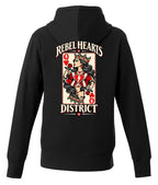 Rebel Hearts District Women's Hoodie — Queen of Hearts — Black — back