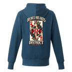 Rebel Hearts District Women's Hoodie — Queen of Hearts — Blue — back