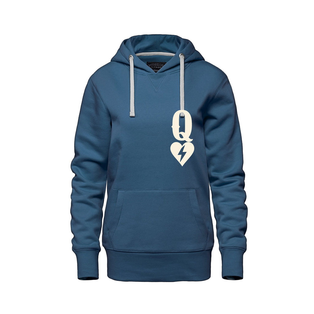 Rebel Hearts District Women's Hoodie — Queen of Hearts — Blue — front