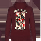 Rebel Hearts District Women's Hoodie — Queen of Hearts — Burgundy — back