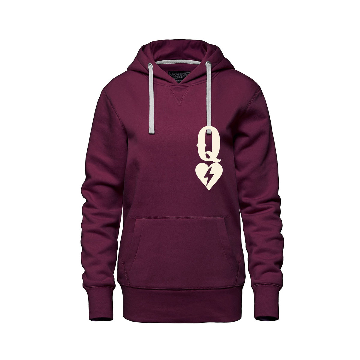 Rebel Hearts District Women's Hoodie — Queen of Hearts — Burgundy — front