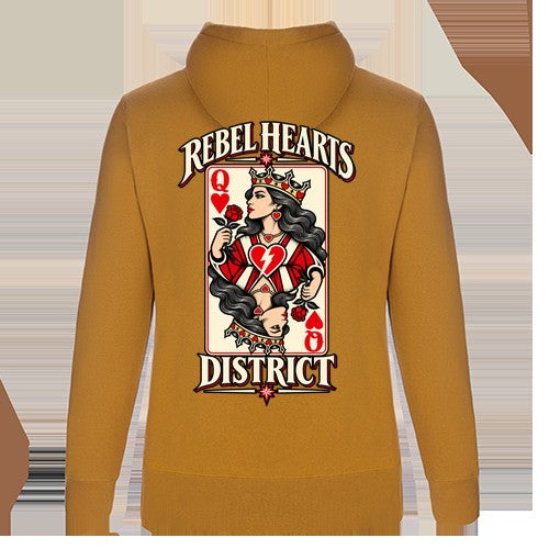 Rebel Hearts District Women's Hoodie — Queen of Hearts — Gold — back