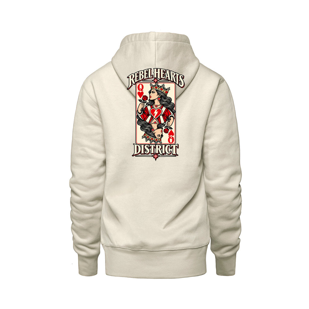 Rebel Hearts District Women's Hoodie — Queen of Hearts — Ivory — back