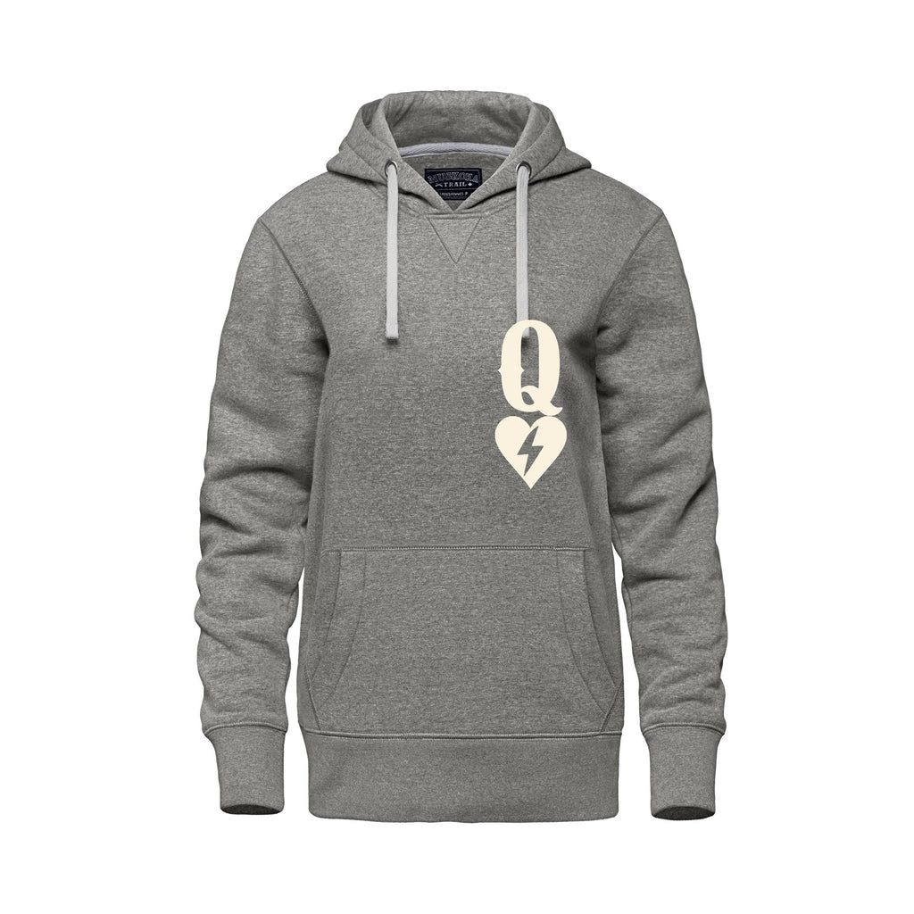 Rebel Hearts District Women's Hoodie — Queen of Hearts — Mid Grey — front