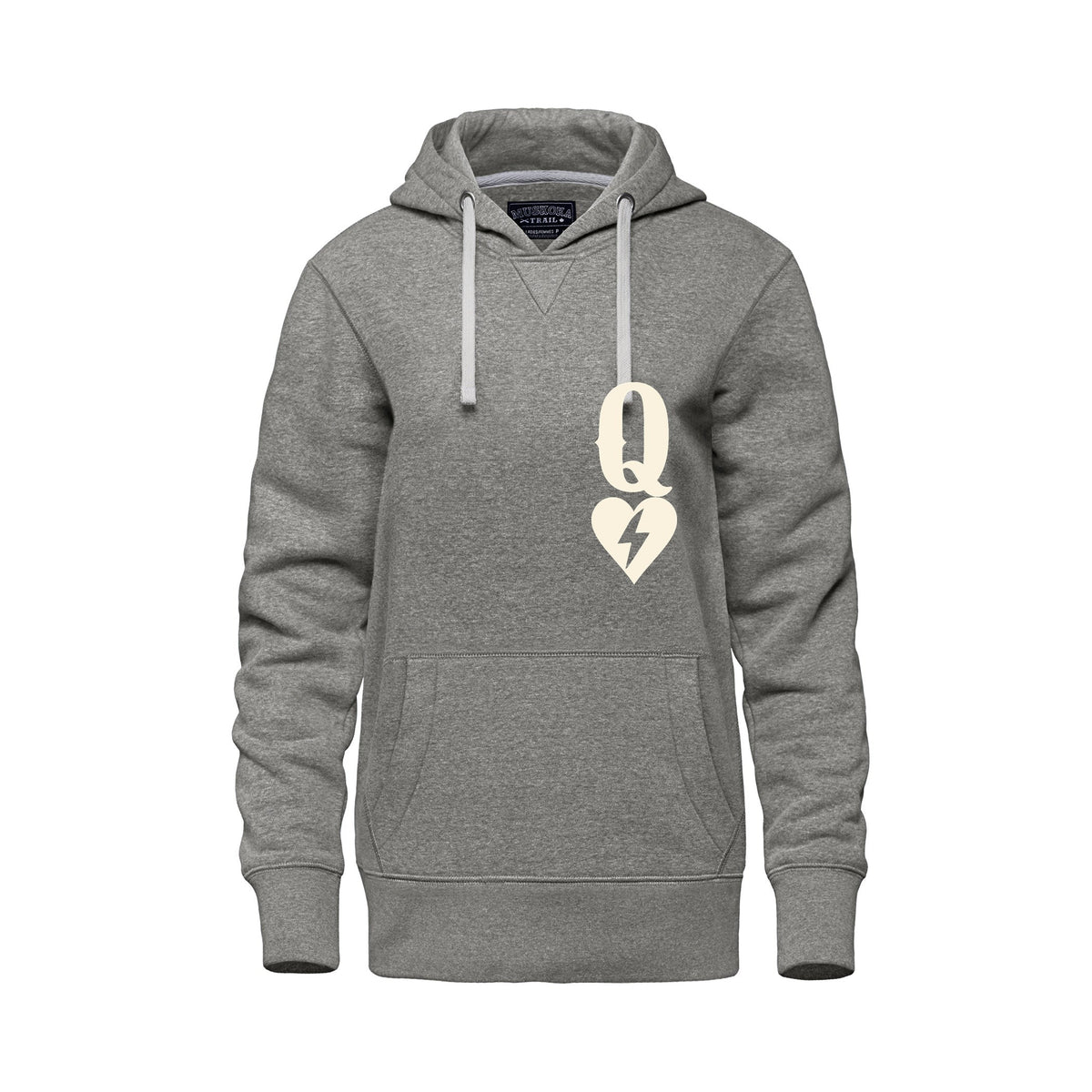 Rebel Hearts District Women's Hoodie — Queen of Hearts — Mid Grey — front