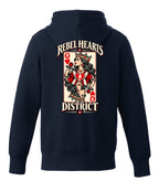 Rebel Hearts District Women's Hoodie — Queen of Hearts — Navy — back