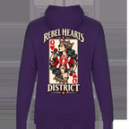 Rebel Hearts District Women's Hoodie — Queen of Hearts — Purple — back