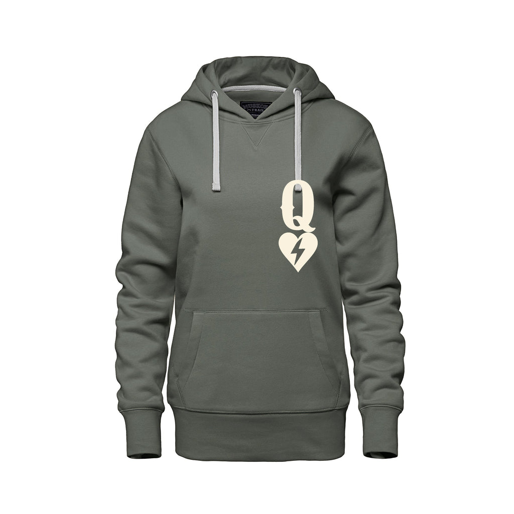 Rebel Hearts District Women's Hoodie — Queen of Hearts — Sage — front