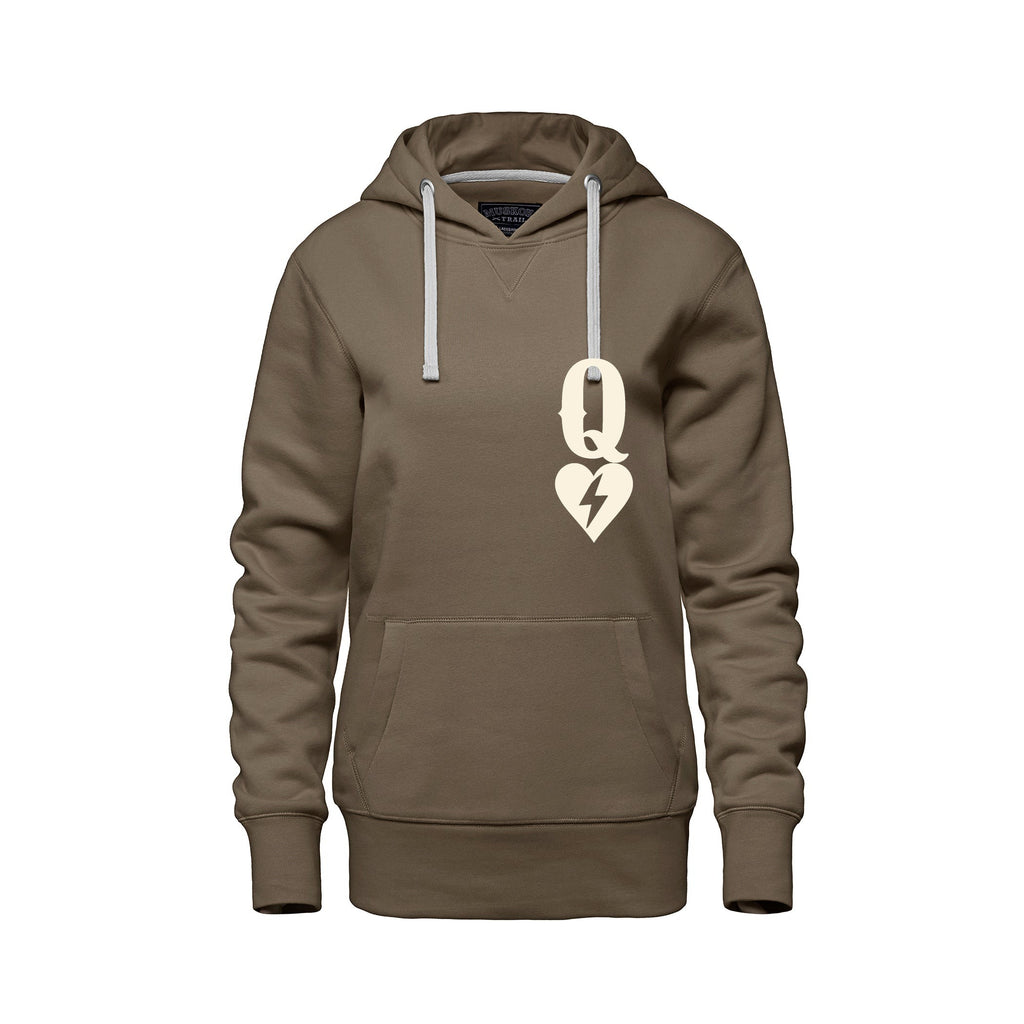 Rebel Hearts District Women's Hoodie — Queen of Hearts — Taupe — front