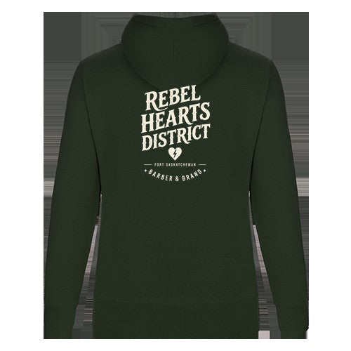 Rebel Hearts District Women's Hoodie — Forest Green — back