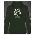 Rebel Hearts District Women's Hoodie — Forest Green — back