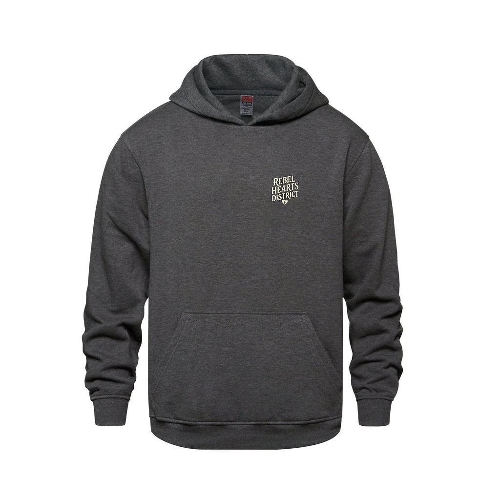 Rebel Hearts District Youth Hoodie — Charcoal — front