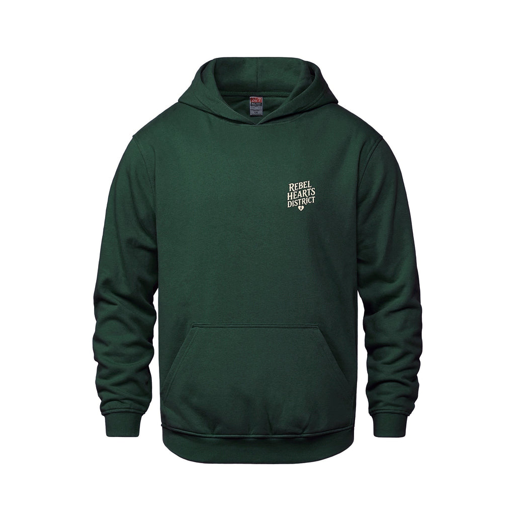 Rebel Hearts District Youth Hoodie — Forest Green — front