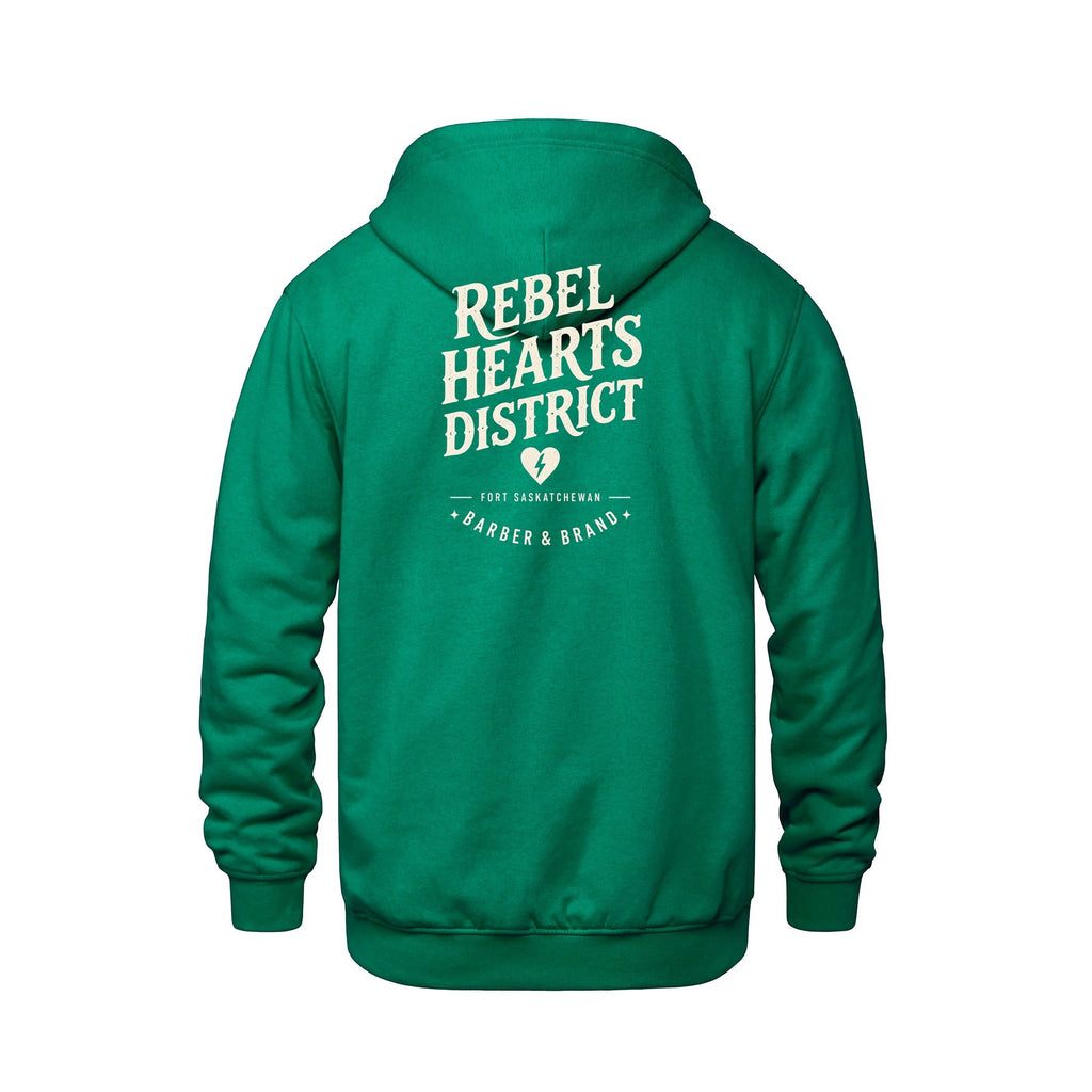 Rebel Hearts District Youth Hoodie — Kelly Green — back