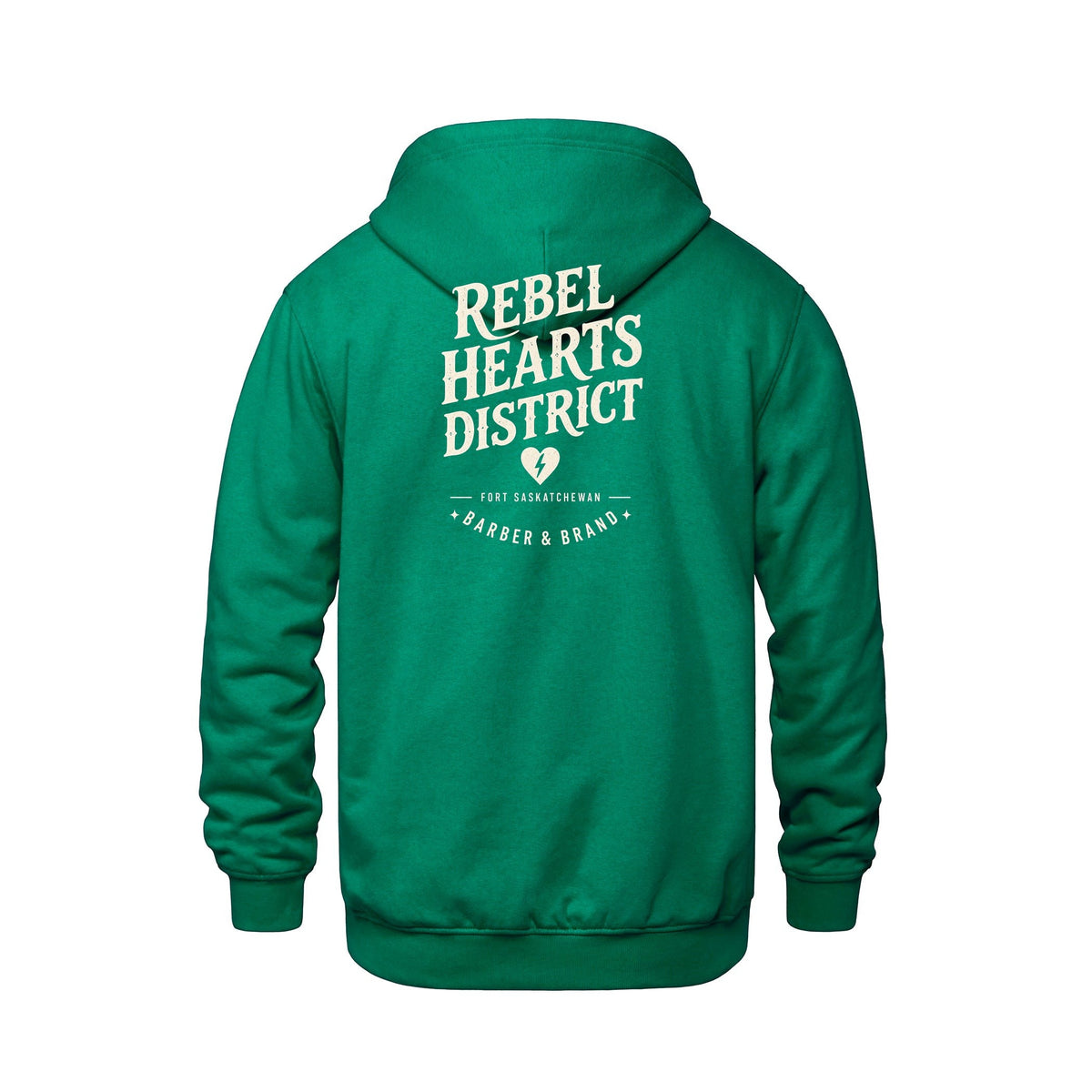 Rebel Hearts District Youth Hoodie — Kelly Green — back