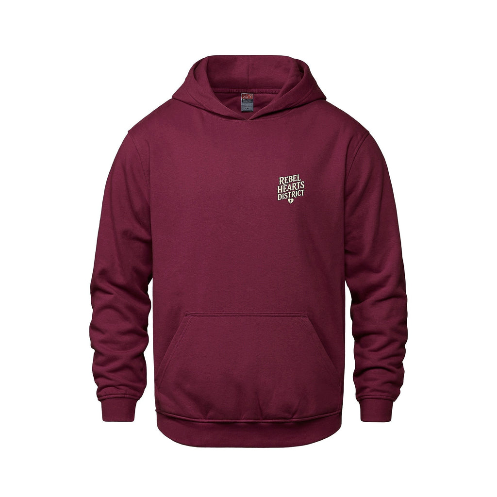Rebel Hearts District Youth Hoodie — Maroon — front