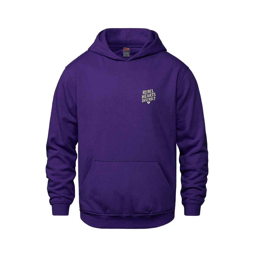 Rebel Hearts District Youth Hoodie — Purple — front