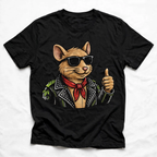 Toronto Mouse Biker Tee — black tee with original mouse biker artwork