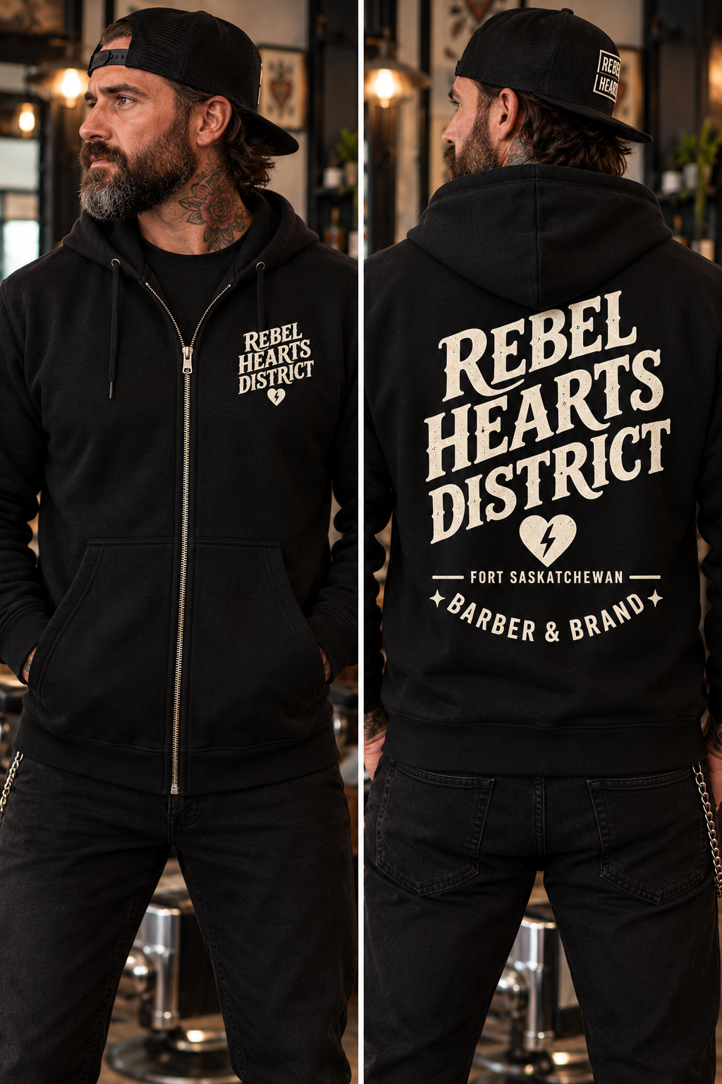 Rebel Hearts District Men's Zip-Up Hoodie