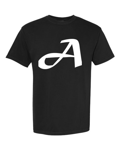 Alphabet A T-Shirt 9 inch calligraphy White ink, Black